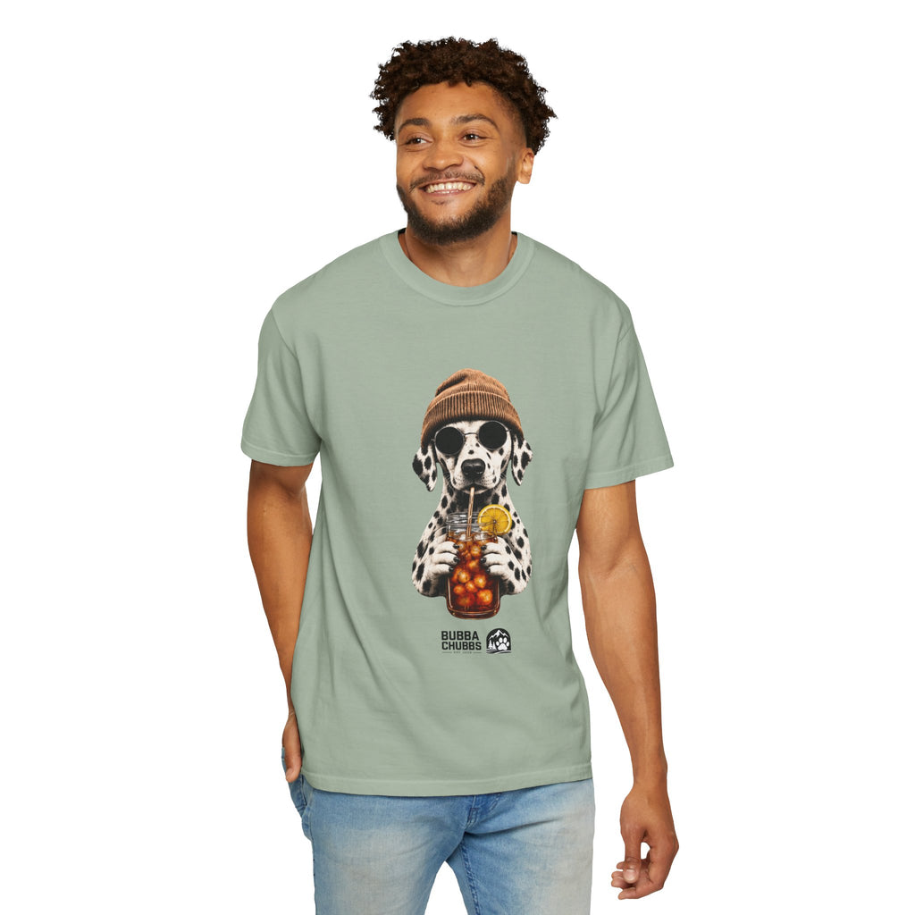 Dalmatian With Bubble Tea T-Shirt — Cute Dog Bubble Tea Graphic Tee Printify