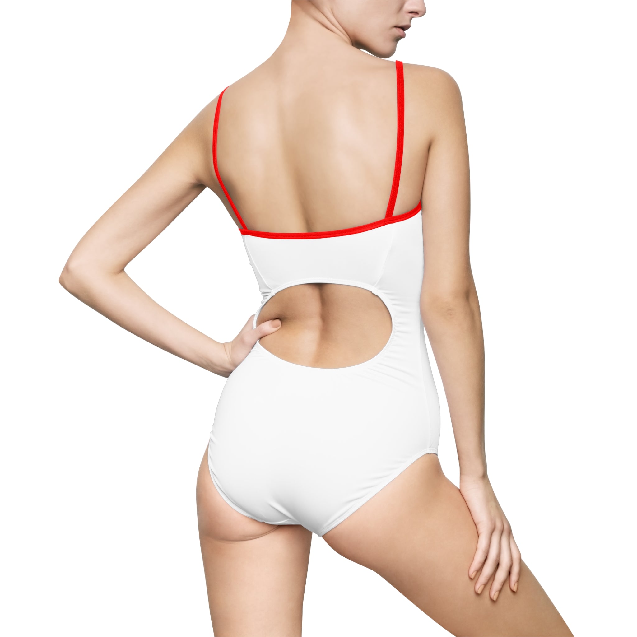 BubbaChubbs - Women's One-Piece Swimsuit — Minimal Logo Cutout Back Swimwear Printify