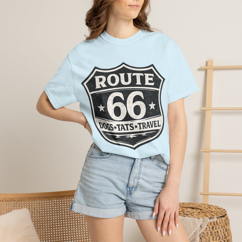 BubbaChubbs Dogs Tats Travel Route 66 Tee Printify