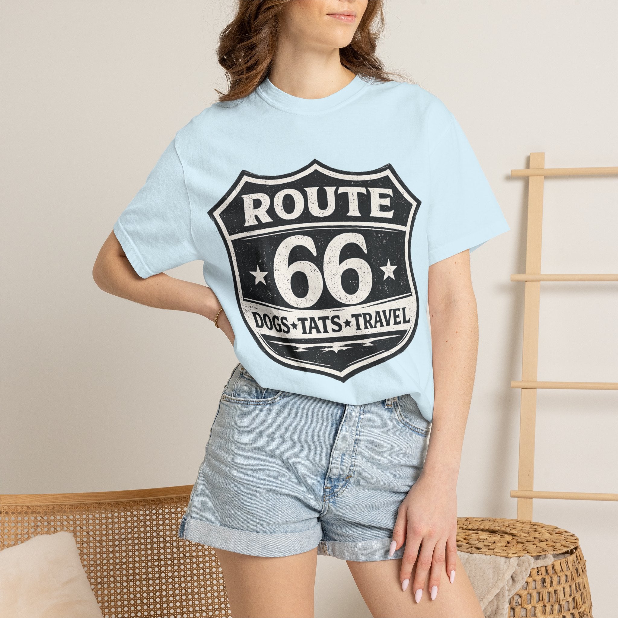 BubbaChubbs Dogs Tats Travel Route 66 Tee Printify