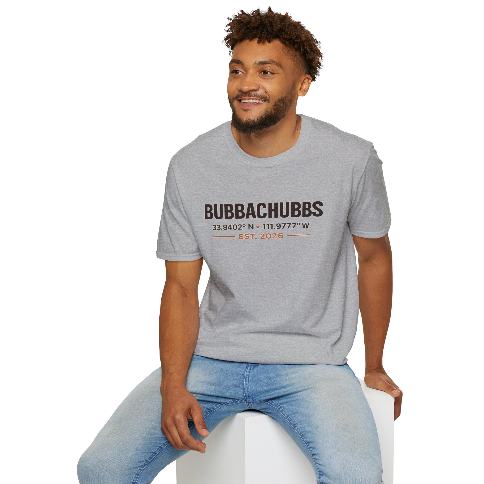 BubbaChubbs Logo front Coordinates Short-Sleeve Tee - BubbaChubbs Brand