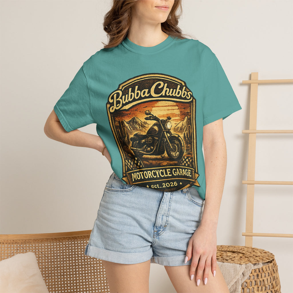 Motorcycle Garage Graphic Tee | BubbaChubbs Biker T-Shirt