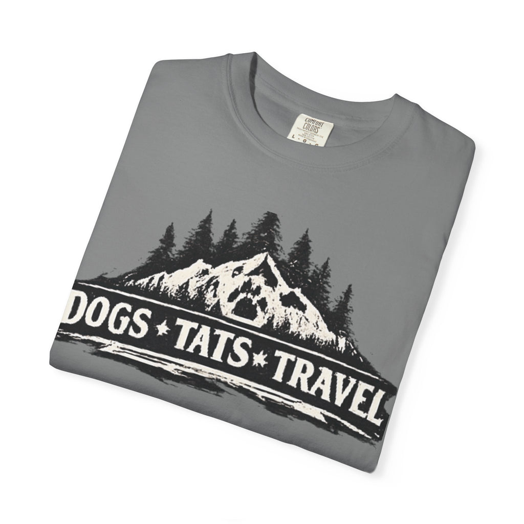 BubbaChubbs Dogs Tats Travel Mountain Tee Printify