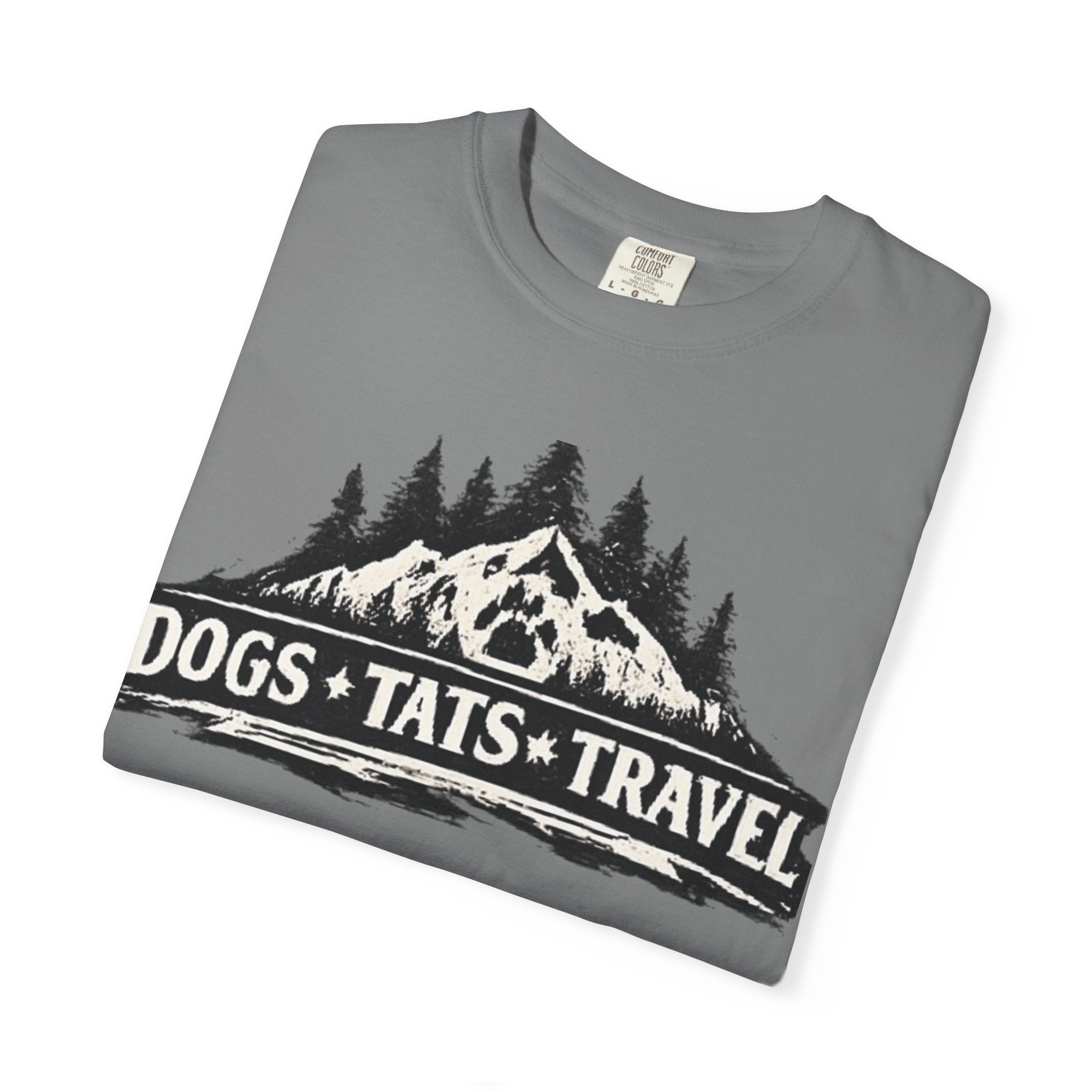 BubbaChubbs Dogs Tats Travel Mountain Tee Printify