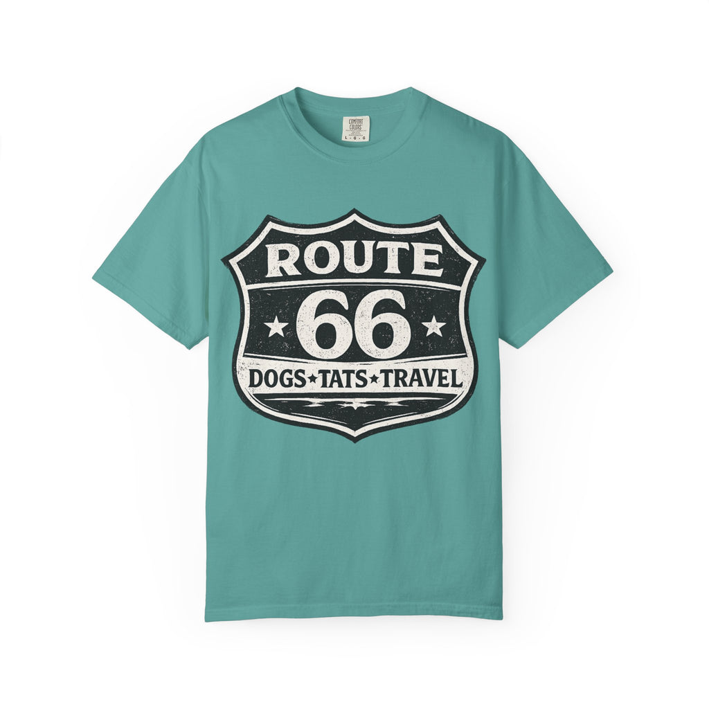 BubbaChubbs Dogs Tats Travel Route 66 Tee Printify