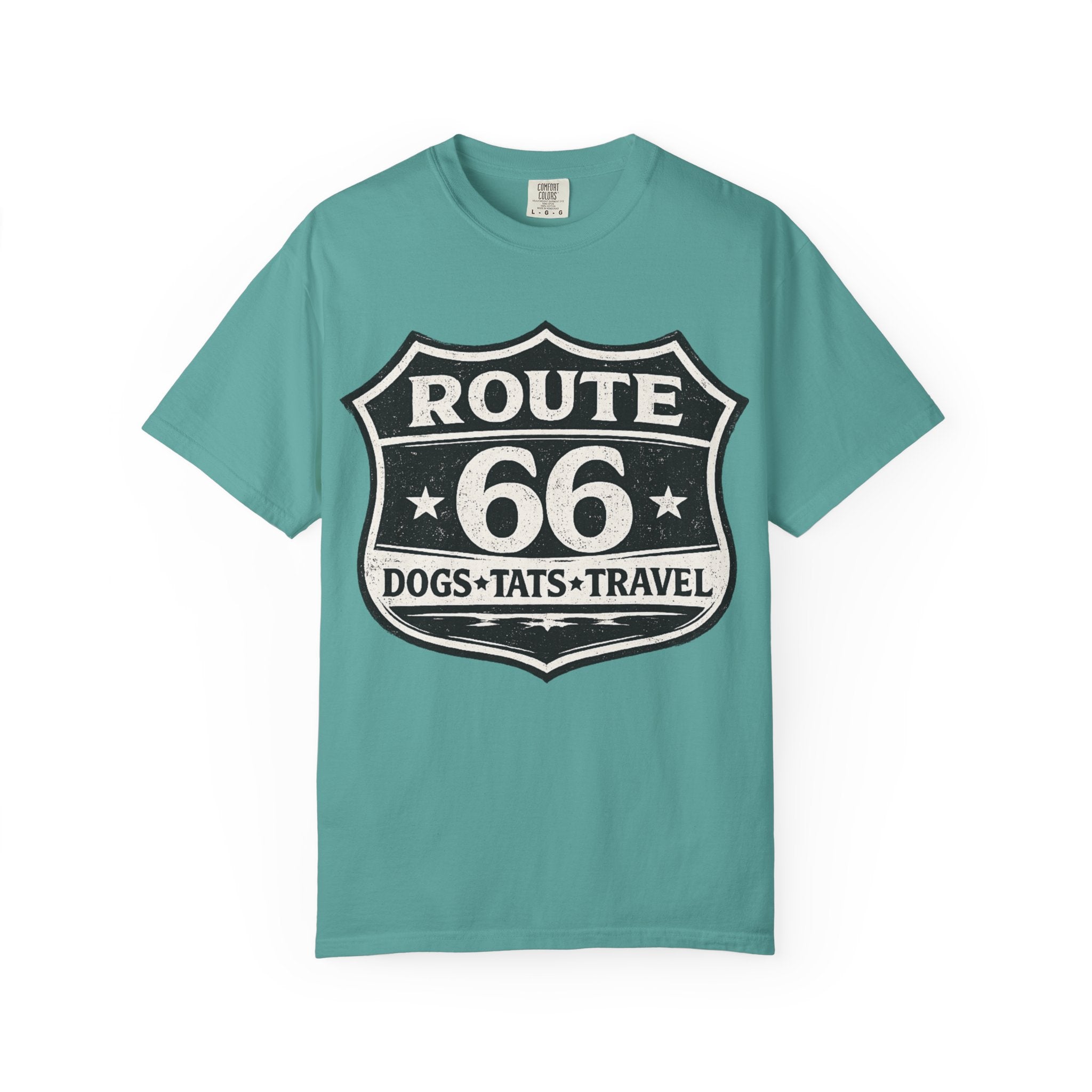 BubbaChubbs Dogs Tats Travel Route 66 Tee Printify