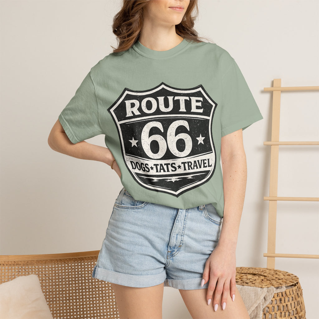 BubbaChubbs Dogs Tats Travel Route 66 Tee Printify