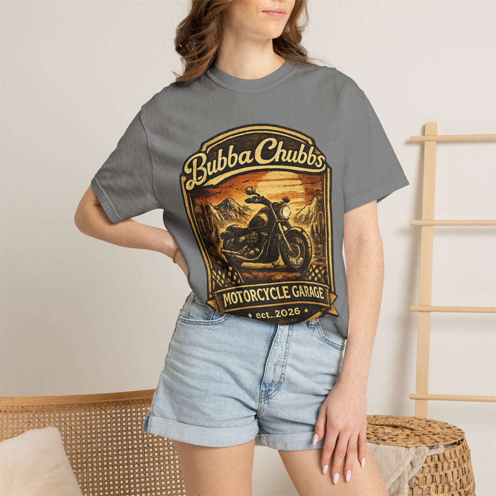Motorcycle Garage Graphic Tee | BubbaChubbs Biker T-Shirt