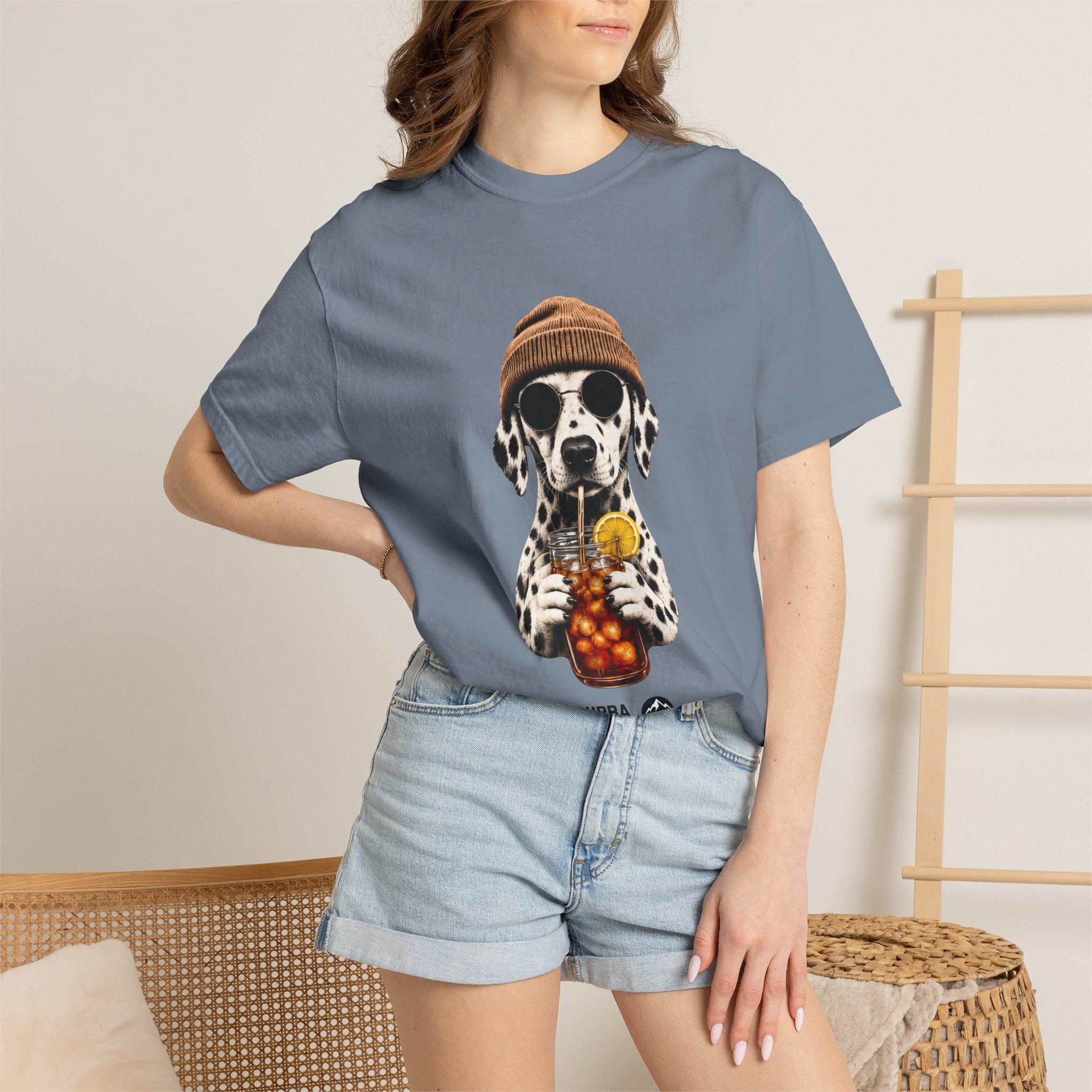 Dalmatian With Bubble Tea T-Shirt — Cute Dog Bubble Tea Graphic Tee Printify