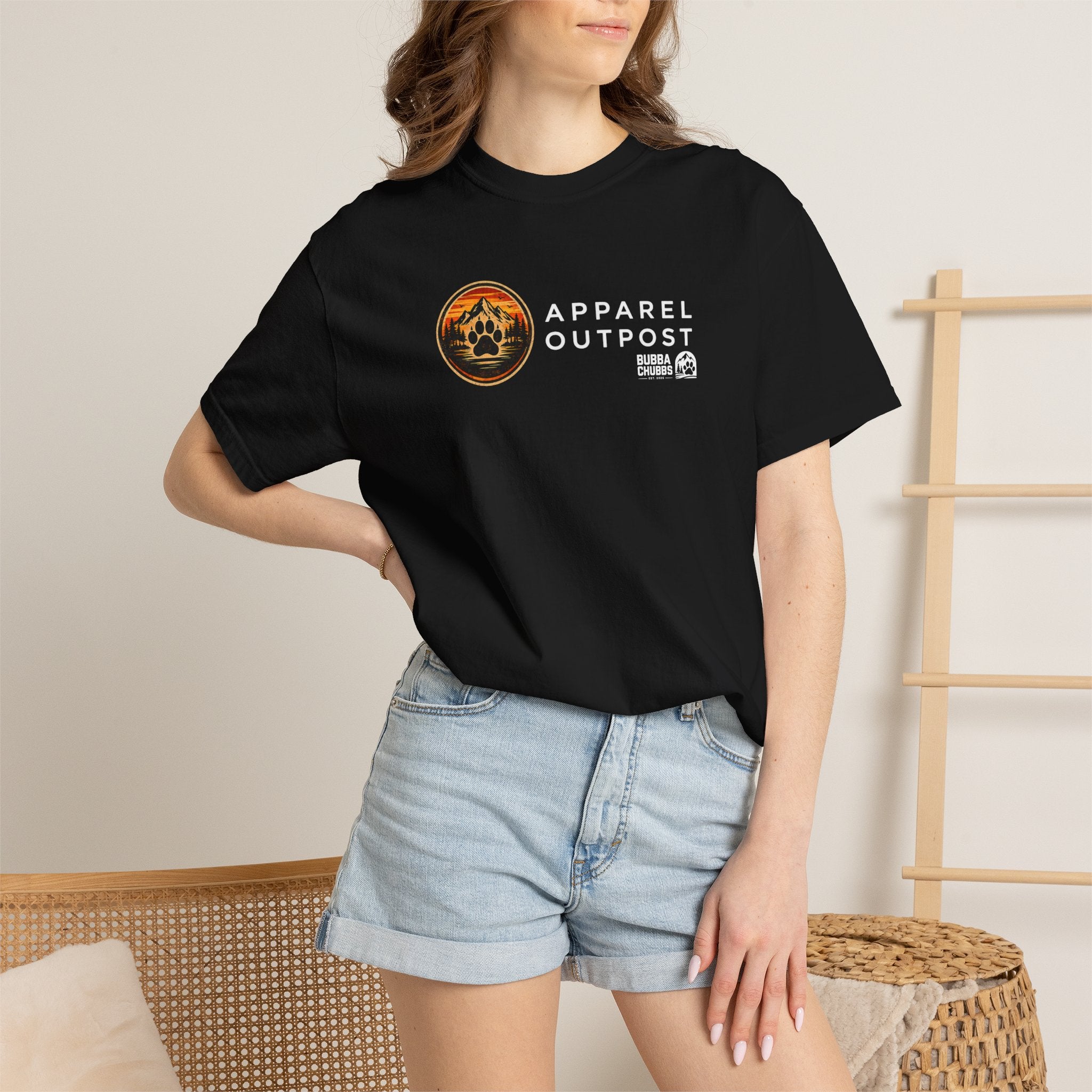 Apparel Outpost Sunset Logo T-Shirt Printify