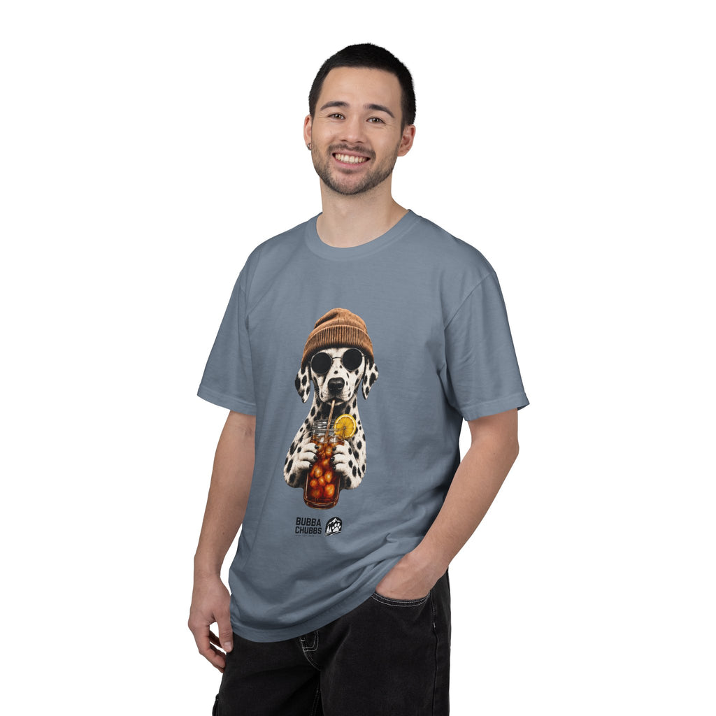 Dalmatian With Bubble Tea T-Shirt — Cute Dog Bubble Tea Graphic Tee Printify