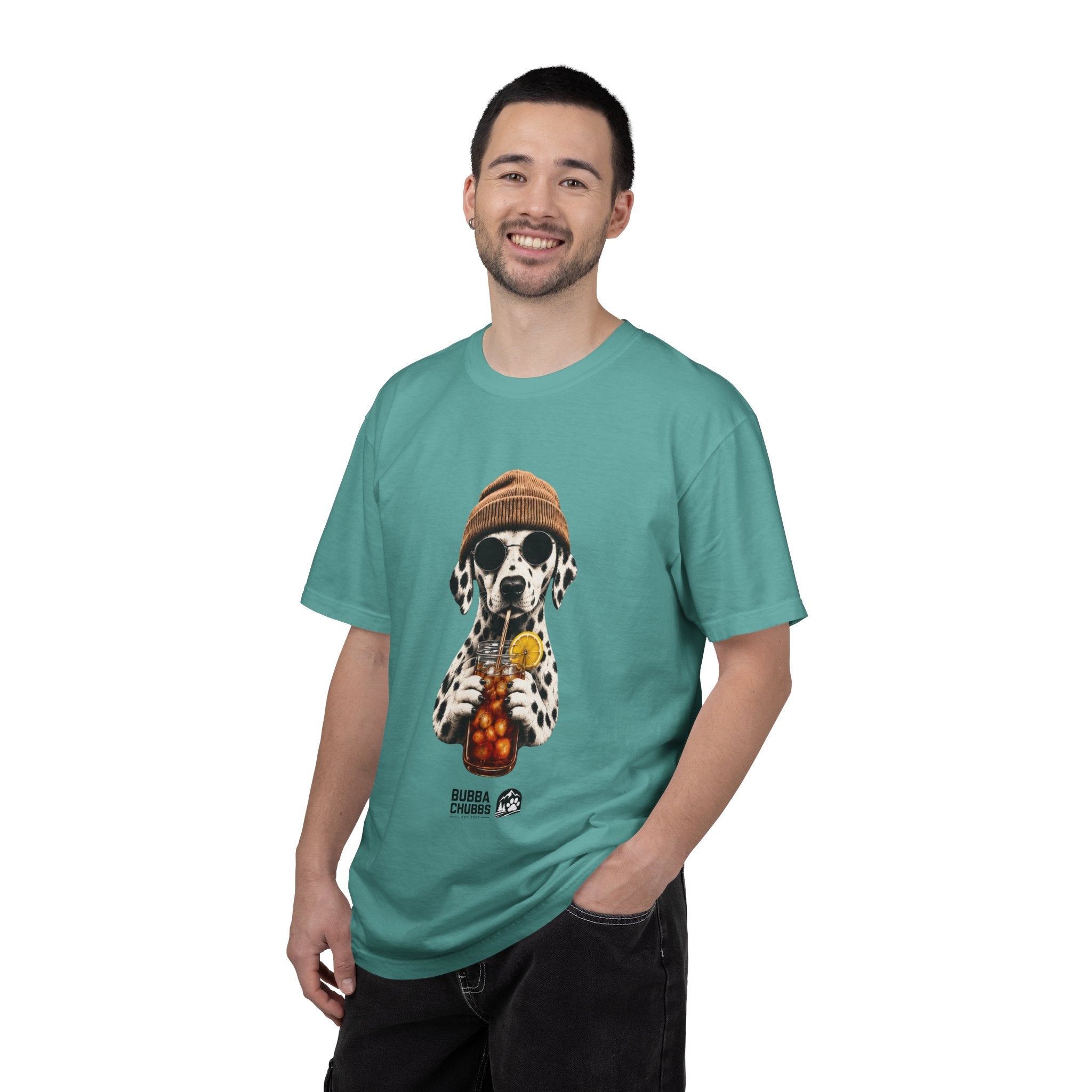 Dalmatian With Bubble Tea T-Shirt — Cute Dog Bubble Tea Graphic Tee Printify