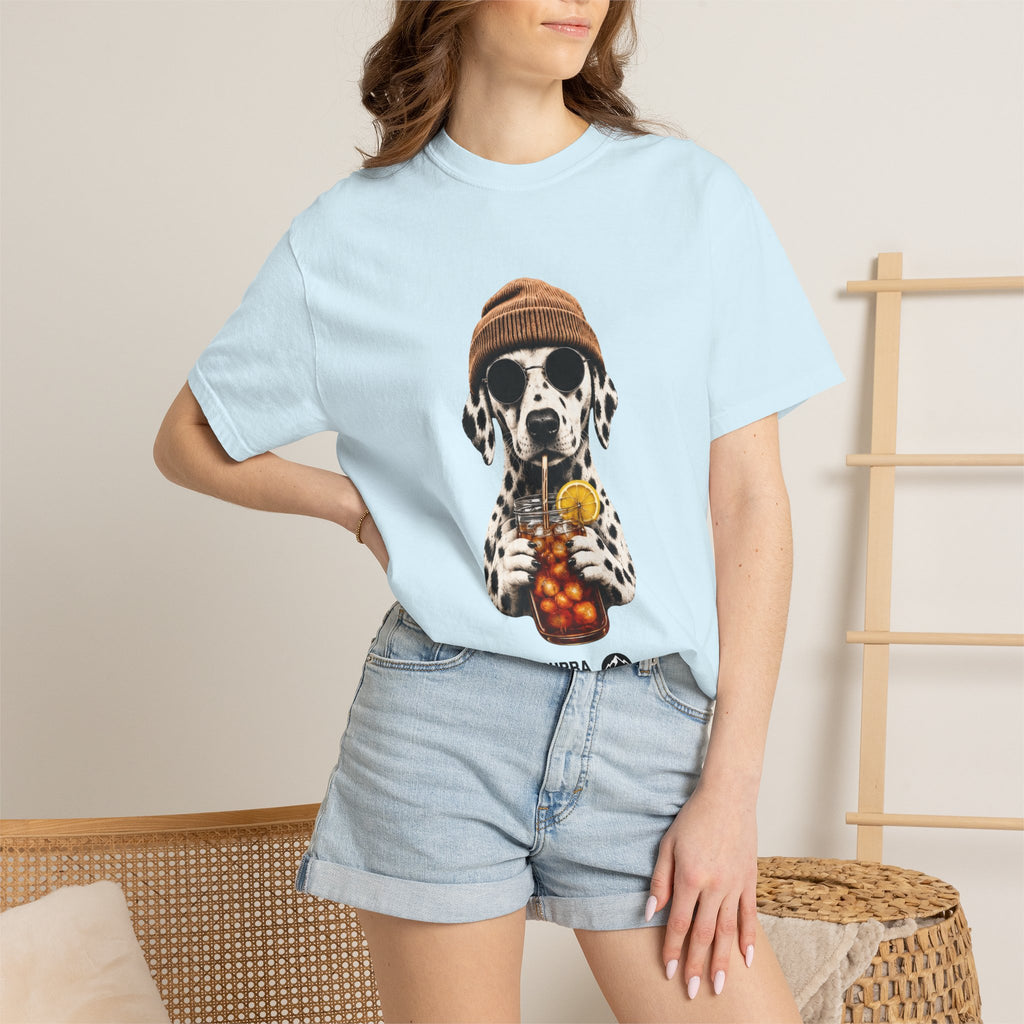 Dalmatian With Bubble Tea T-Shirt — Cute Dog Bubble Tea Graphic Tee Printify